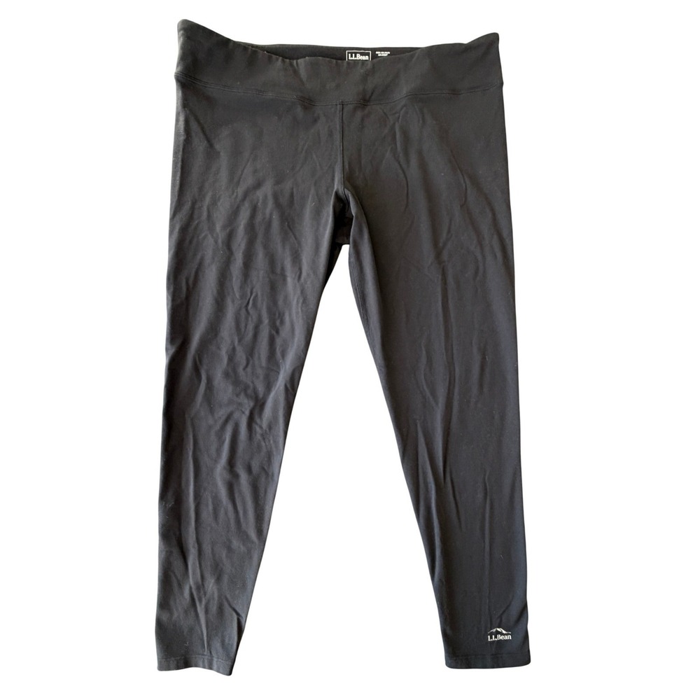 LL Bean Womens Black Athletic Leggings Cropped Pants Size XL UPF 50+ Athleisure